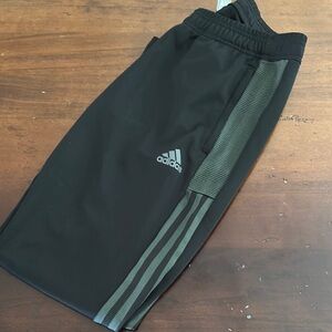 Adidas Black and Green Sweatpants with Athletic Fit Adult small